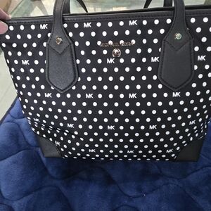 Michael Kors Black Tote with White Polka Dots
